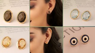 Caratlane Gemstone Earrings Designs with Weight and Price Gold and Diamond Earrings SV Drawings [upl. by Nakah]