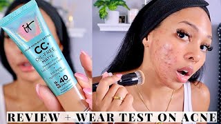 IT COSMETICS MATTE CC CREAM ON ACNE PRONE SKIN  REVIEW  10 HOUR WEAR TEST MUST TRY [upl. by Adoh]