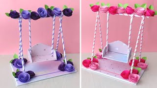 How to make a Paper Swing  DIY Miniature Swing Making at Home  Paper Crafts Idea [upl. by Aynekat]