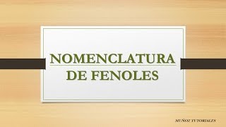 Nomenclatura de Fenoles [upl. by Nail]