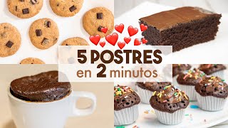 5 POSTRES en MICROONDAS 🍫🍪  en 2 minutos [upl. by Sverre]