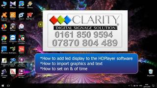 HOW TO USE HD PLAYER SOFTWARE  HOW TO ADD NEW SCREEN TO THE PROGRAM BY CLARITY LED LTD [upl. by Shlomo234]