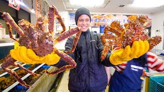 RED KING CRAB vs HANASAKI CRAB Big Japanese Food in Hokkaido Japan [upl. by Eiaj]