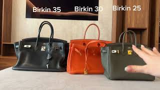 Hermes Birkin 25 vs 30 vs 35  Comparison amp Review [upl. by Kinsler]