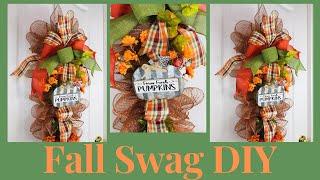 Fall Yardstick Door Swag Garland Centerpiece DIY Dollar Tree Bow Tutorial 🍂 Easy to Make 🍂 [upl. by Reed]