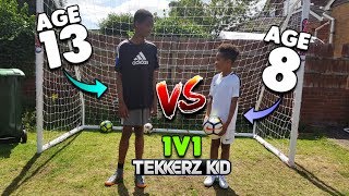 13 YEAR OLD vs 8 YEAR OLD Who Will Win  1v1 Football Challenge [upl. by Clower764]