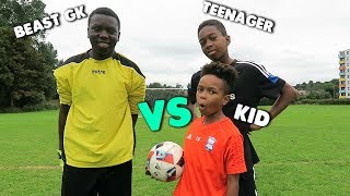 Kid vs Teenager vs BEAST GOALKEEPER  Free Kick Challenge [upl. by Lotson]