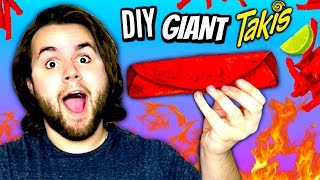 DIY GIANT TAKIS  How To Make HUGE Edible Hot Taki Chips Tutorial [upl. by Carline111]