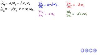 Linearizing at an equilibrium point LotkaVolterra [upl. by Sidnee]