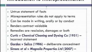 Misrepresentation Lecture 1 of 4 [upl. by Herrera415]