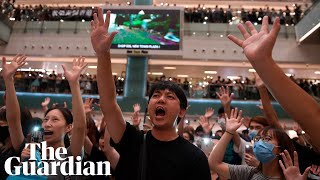 ‘Glory to Hong Kong’ Hundreds gather to sing protest ‘anthem’ [upl. by Eimma4]