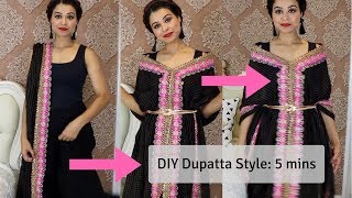 How To Wear Dupatta As Jacket  Easy DIY Using Safety Pins [upl. by Libre]