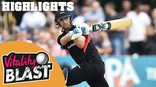 Derbyshire v Leicestershire  Ackermann Claims Three Wickets  Vitality Blast 2019  Highlights [upl. by Gareri]