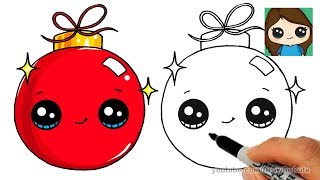 How to Draw a Christmas Ornament Easy and Cute [upl. by Nennerb195]