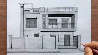 How to Draw a House in 1Point Perspective [upl. by Patrice]