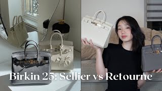 HERMES BIRKIN 25 COMPARISON Sellier vs Retourne [upl. by Ynatterb]