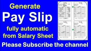 How to Generate Pay Slip fully automatic from monthly Salary Sheet in MS Excel [upl. by Peggir857]