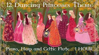 Barbie 12 Dancing Princesses Theme  Piano Harp and Celtic Flute ver  1 HOUR VER [upl. by Anelleh17]