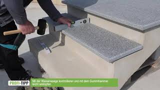 Häusler GesmbH Verarbeitungsvideo  Verlegung von Stufenplatten Beton [upl. by Atiuqrehs]