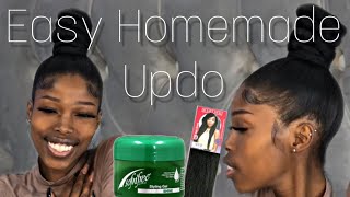 Easy Styling gel bun South African YouTuber [upl. by Llibyc]