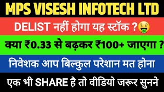 Mps Infotecnics ltd Share latest News Today Target Analysis  Visesh infotech Stock Hold or Sell [upl. by Wilone]