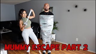 MUMMY DUCT TAPE ESCAPE CHALLENGE PART 2 [upl. by Ahsienod76]