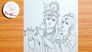 Easy Radhakrishna Drawing for Beginners  Lord Shree Radhakrishna Drawing Step by Step [upl. by Anirec]