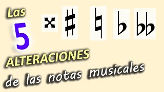 Las 5 ALTERACIONES de las notas MUSICALES Sostenido Bemol Becuadro [upl. by Beulah]