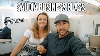 16 HOUR flight Saudia Airlines Business Class Review [upl. by Ianahs]