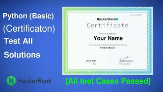 HackerRank Python Basic Certification 2020  Solutions [upl. by Sine]