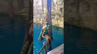 Cenote swinging at Cenote Oxman VALLADOLID CENOTE TOUR [upl. by Meeharb230]