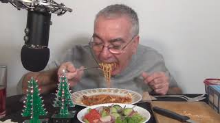 ASMR Eating Spaghetti with Meat sauce and Italian Bread [upl. by Dur]