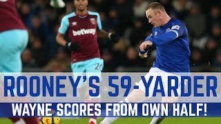 ROONEY SCORES FROM HIS OWN HALF 59YARD STRIKE V WEST HAM [upl. by Anawal]