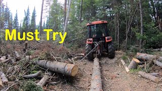 Easiest Way to Move Logs with a Tractor [upl. by Aeuhsoj618]