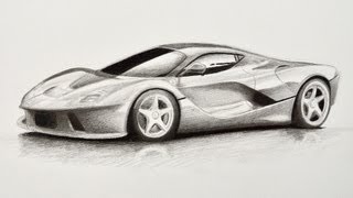 How to Draw a Car Ferrari  Fine ArtTips [upl. by Surazal]