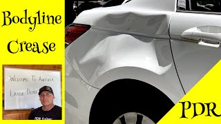 Removing Large Bodyline Crease Dent with PDR  TIPS amp Techniques [upl. by Eboh]