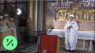 Notre Dame Cathedral Holds First Mass Since Devastating Fire [upl. by Bywoods]