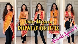 How to Wear a DUPATTA in different ways  Last Minute Dupatta Hacks for DIWALI  Himani Aggarwal [upl. by Midian]