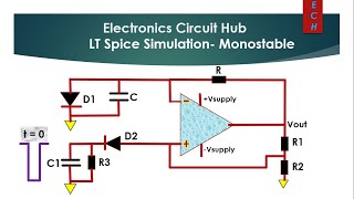 LTSpice Opamp Monostable Multivibrator Design  Simulation [upl. by Brubaker]