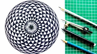 How to draw Geometrical eye Geometric design Rainbow Art [upl. by Judas646]