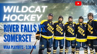 River Falls Wildcats Hockey vs Somerset Spartans  WIAA Playoffs [upl. by Ahsaeyt501]