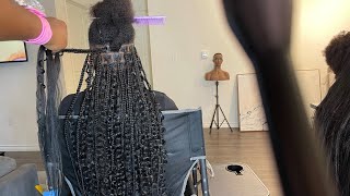 MEDIUM KNOTLESS GODDESS BOHO BOX BRAIDS TUTORIAL  knotlessgoddessboxbraids [upl. by Molly]