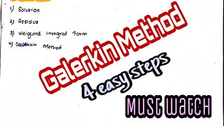 FEA  Galerkin Method  4 easy steps only [upl. by Emlynn]