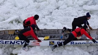 ICE CANOE RACE at Quebec City Carnival le Grand Défi des Glaces [upl. by Yraht131]