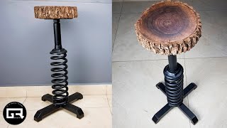 FABRICADO con CHATARRA TABURETE HIERRO y MADERA  STOOL DIY [upl. by Cantlon]