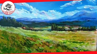 How to Paint a Landscape with acrylics step by step SUBTITLED [upl. by Euqininod519]