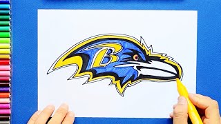 How to draw Baltimore Ravens Logo NFL Team [upl. by Ahgem794]