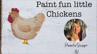 Easy Paint Chickens in acrylics  step by step painting lesson [upl. by Swagerty]