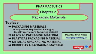 Packaging Materials  CH2  Pharmaceutics  DPharma 1st Year PDF Notes [upl. by Nesila585]