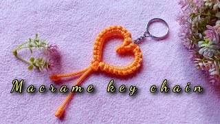 Heart Shaped Macrame Keychain Tutorial  DIY Macrame heart key chain for BEGINNERS [upl. by Vallo]